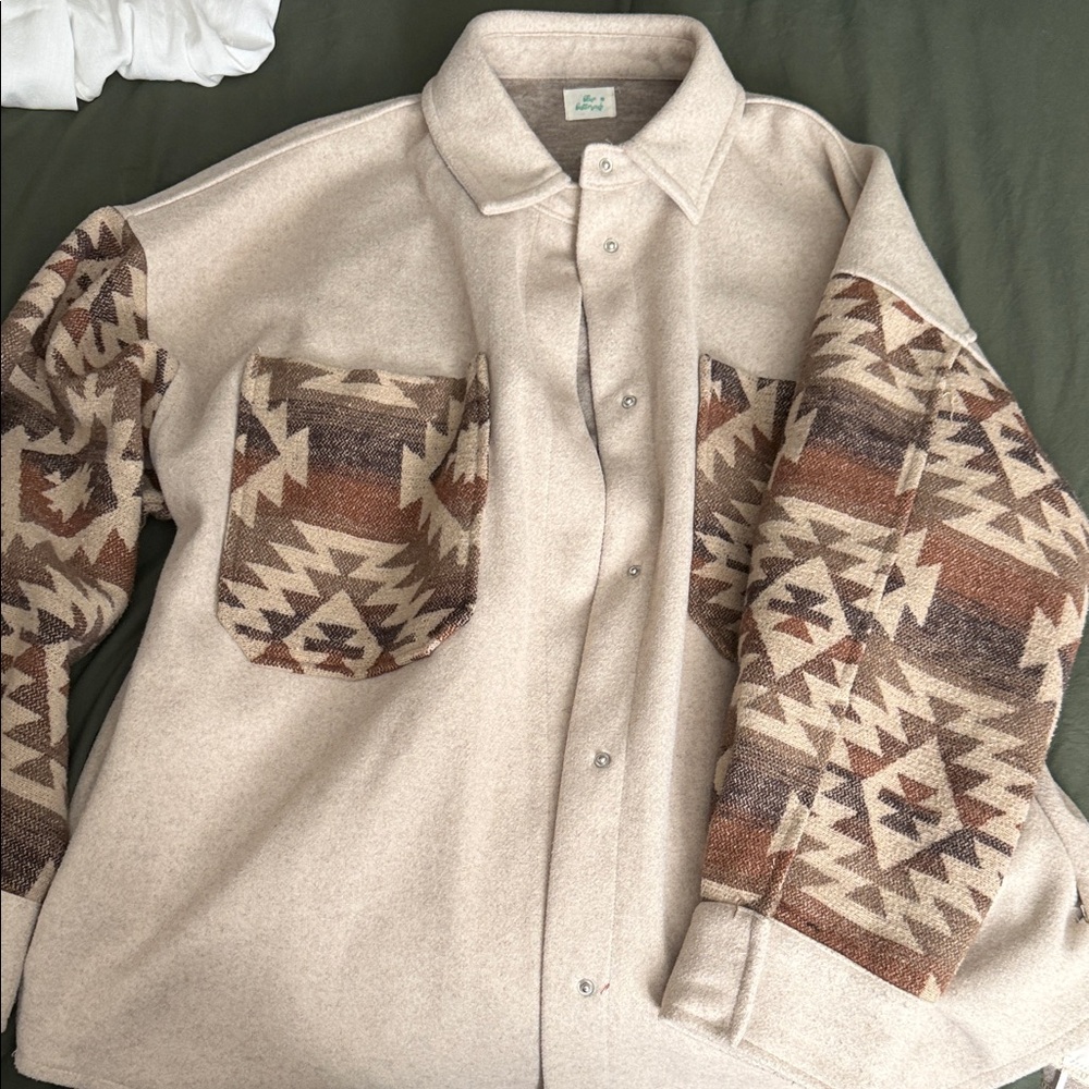Aztec Pattern Beige Jacket - image 1